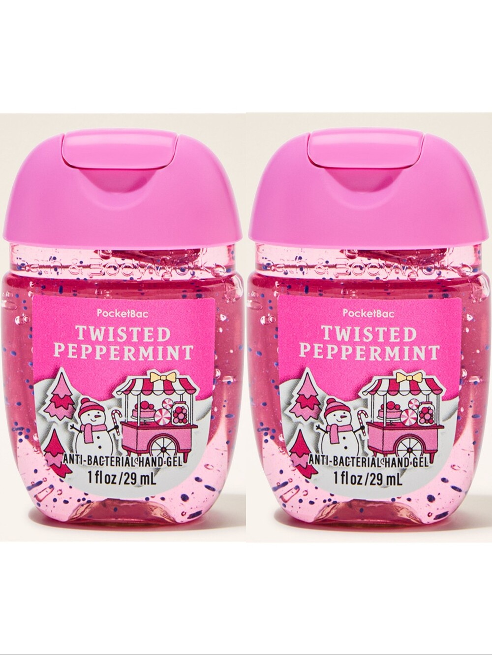 Bath & Body Works Twisted Peppermint PocketBac Hand Gel (2 Pack) New RARE